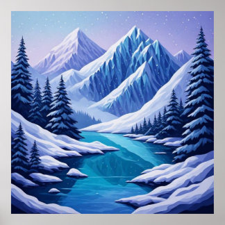 Póster Elegancia Invernal Paisaje Montañoso❄️