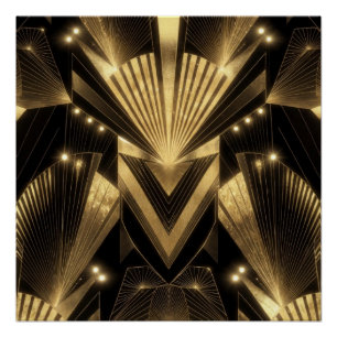 Póster Elegancia Moderna de Pan de Oro Neo Art Déco