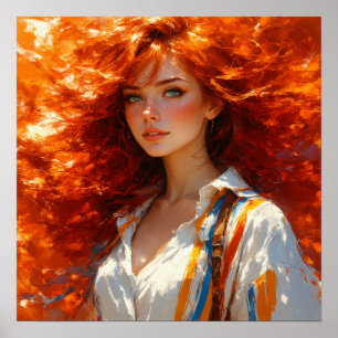 Póster Elegancia radiante - Retrato de petróleo de bellez