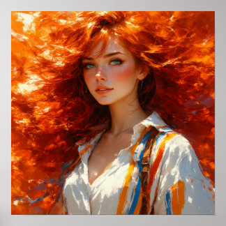 Póster Elegancia radiante - Retrato de petróleo de bellez