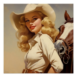 Póster Elegancia Rodeo-Romance: Susurros Salvajes del Oes