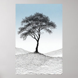 Póster Elegancia solitaria: un árbol Minimalista en el ar