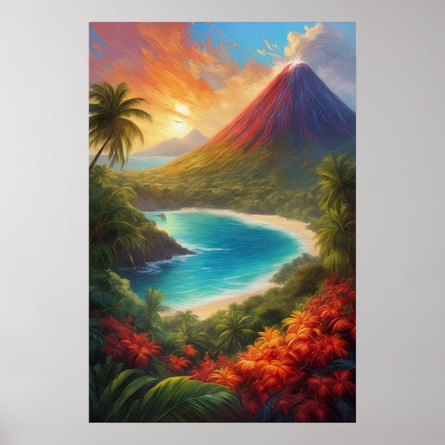 Póster Elegancia tropical, Naranja Dusk (Frente)