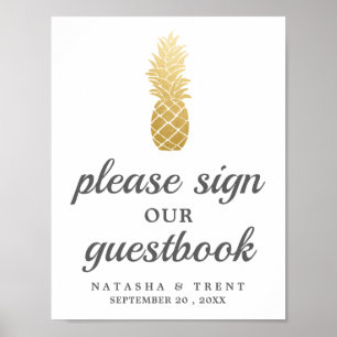 Póster Elegancia tropical   Rótulo Boda de piña