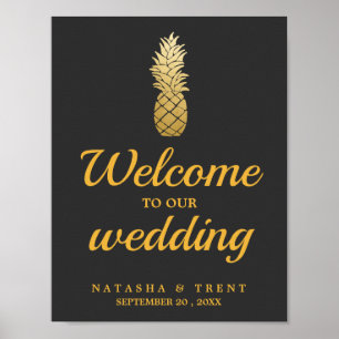 Póster Elegancia tropical   Rótulo Boda de piña