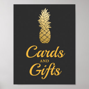 Póster Elegancia tropical Tarjetas De Piña Y Rótulo De