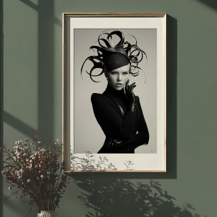Póster Elegancia vanguardista: Moda Gorra monocroma