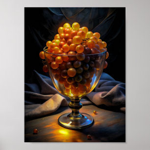 Póster "Elegancia vibrante: uvas Naranjas en vidrio".