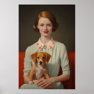 Póster Elegancia vintage: Mujer con pipa en pastel