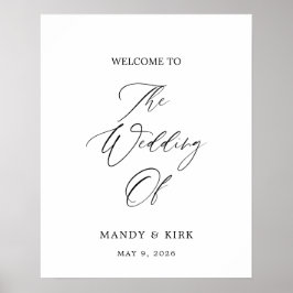 Póster Elegant 16x20 Welcome Wedding Sign | Personalized 