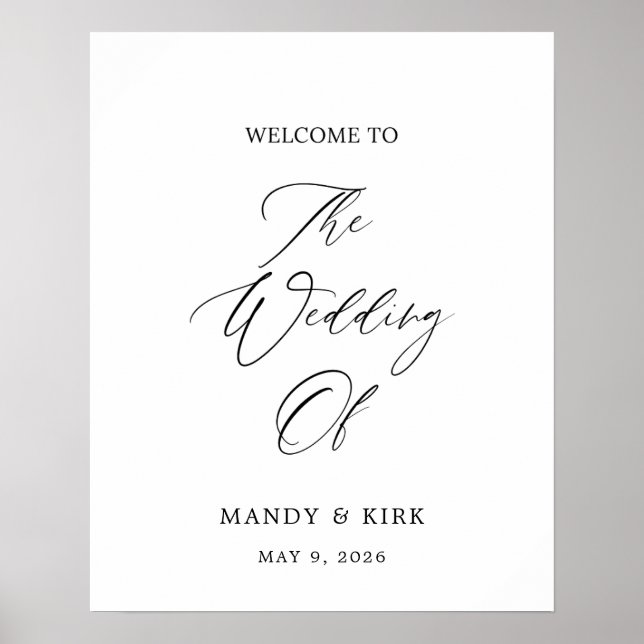 Póster Elegant 16x20 Welcome Wedding Sign | Personalized  (Frente)