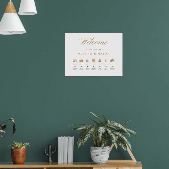 Póster Elegant and Minimal Wedding Order of Events Sign  (Salón 1)