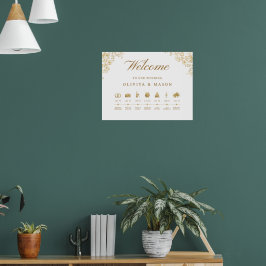 Póster Elegant and Minimal Wedding Order of Events Sign 