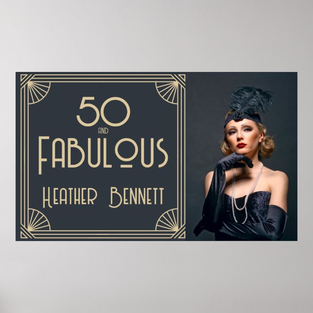 Póster Elegant Art Deco 50 and Fabulous Birthday (Frente)