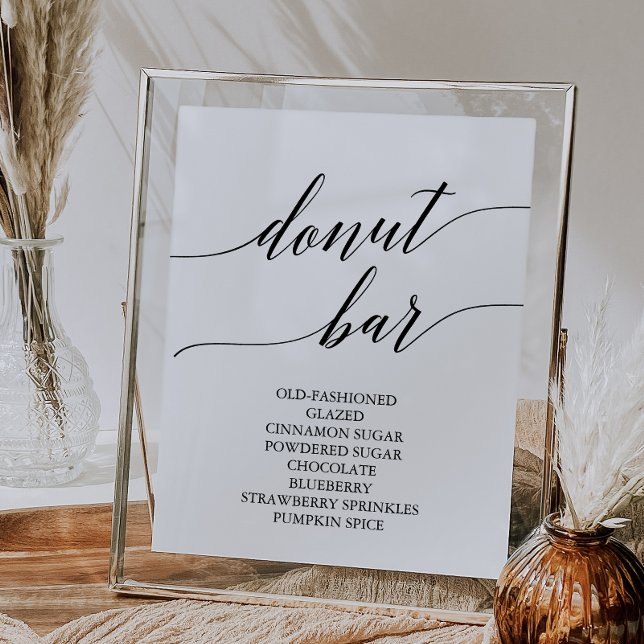 Póster Elegant Black Calligraphy Donut Bar Sign (Subido por el creador)