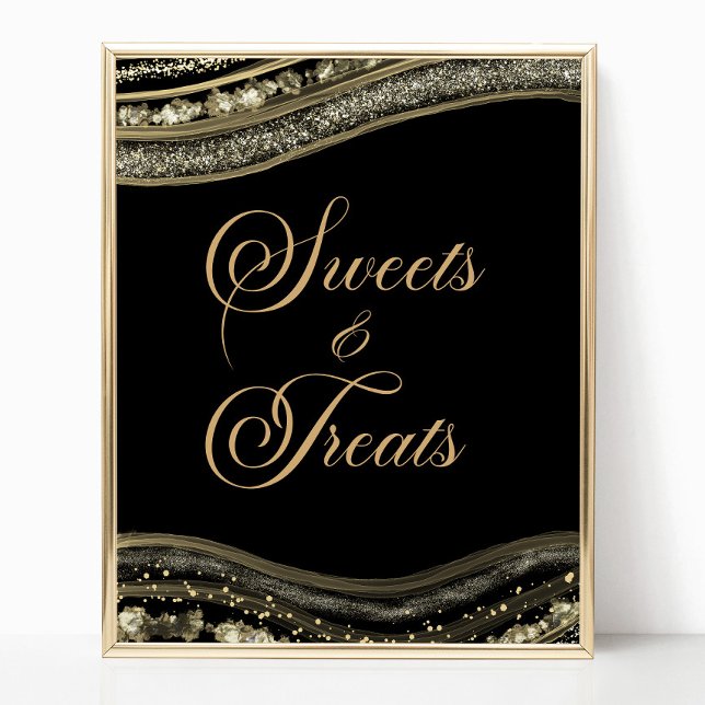 Póster Elegant Black Gold Agate Sweets and Treats Sign (Subido por el creador)