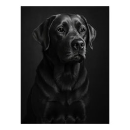 Póster Elegant Black Labrador Portrait - Monochrome Dog