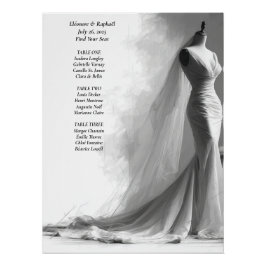 Póster Elegant Black & White Wedding Seating Chart 