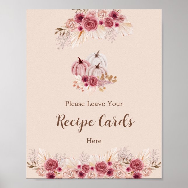 Póster Elegant Boho Fall Leave Your Recipe Card Here (Frente)