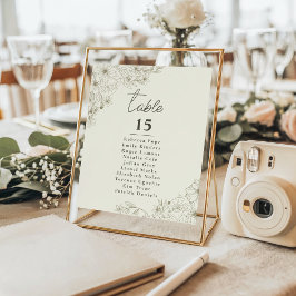 Póster Elegant Botanical Wedding Seating Chart Table Sign