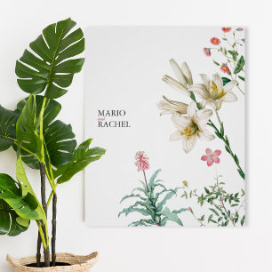 Póster Elegant Botanical White Lily & Wildflower Wedding