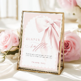 Póster Elegant Bow Baby Shower Diaper Raffle Table Sign