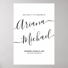 Póster Elegant Bride Groom Nombres Script Boda personaliz