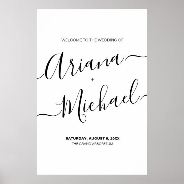 Póster Elegant Bride Groom Nombres Script Boda personaliz (Frente)