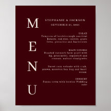 Elegant Burgundy & Ivory Wedding Bar Menu