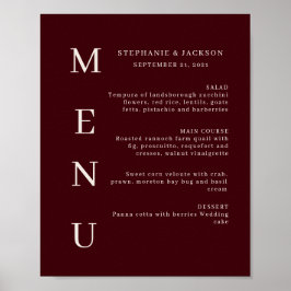 Póster Elegant Burgundy & Ivory Wedding Bar Menu
