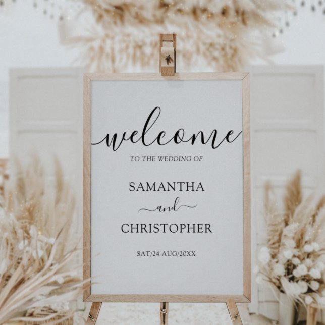 Póster Elegant Calligraphy Black & White Wedding Sign (Subido por el creador)