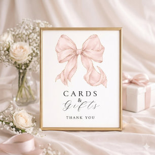 Póster Elegant, cards y gifts bridal shower pink bow.