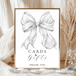 Póster Elegant, cards y gifts bridal shower white bow.