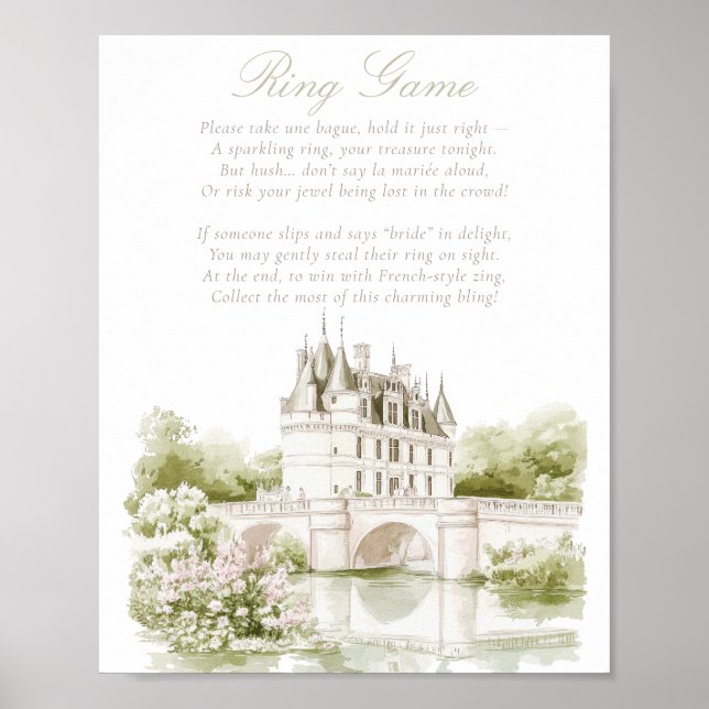 Póster Elegant Chateau French Romance Ring Game Bridal  (Frente)