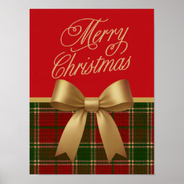 Póster Elegant Christmas Plaid Collection with Gold Bow