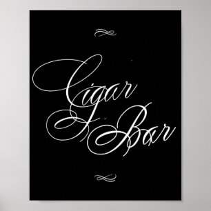 Póster Elegant Cigar Bar White Calligraphy   Chic Table