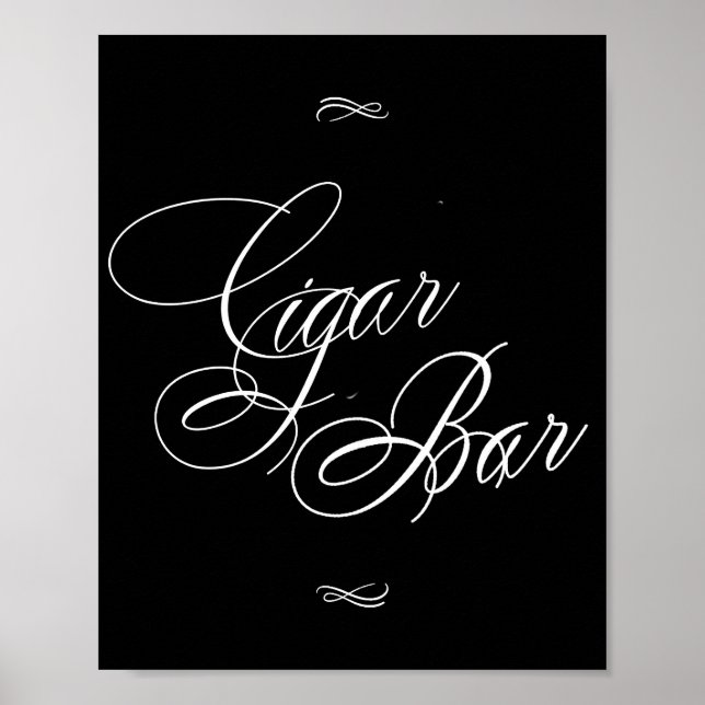 Póster Elegant Cigar Bar White Calligraphy | Chic Table (Frente)