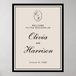 Póster Elegant Classic Black Welcome to Our Wedding Sign