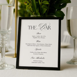 Póster Elegant Classy Black and White Wedding Bar