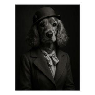 Póster Elegant Cocker Spaniel in Cloche Hat & Scarf