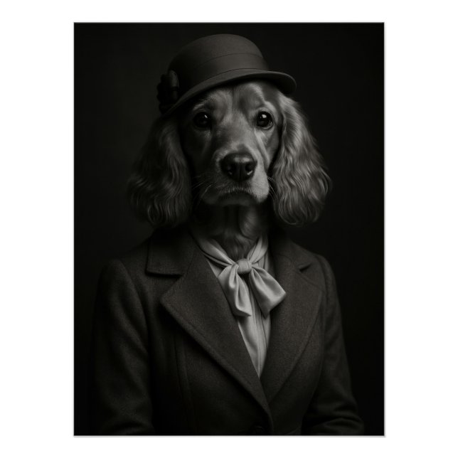 Póster Elegant Cocker Spaniel in Cloche Hat & Scarf (Anverso)