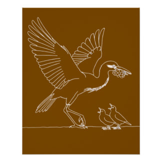 Póster Elegant Crane Bird illustration 