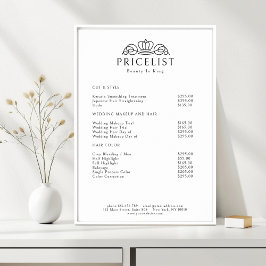 Póster Elegant Crown Logo White Salon Price List