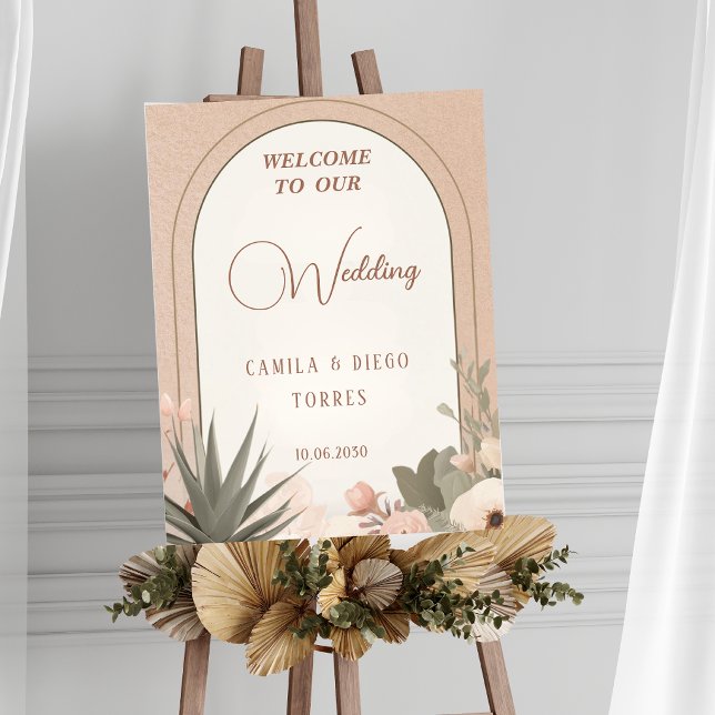 Póster Elegant Desert Flowers Botanical Wedding Sign (Subido por el creador)