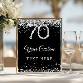Póster Elegant Diamonds 70th Birthday Party Table Sign