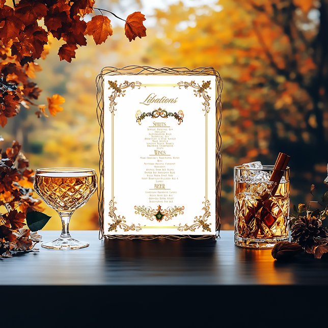 Póster Elegant Druid Hills Autumn Bar Menú (Druid Hills Wedding Libations Bar Menu )