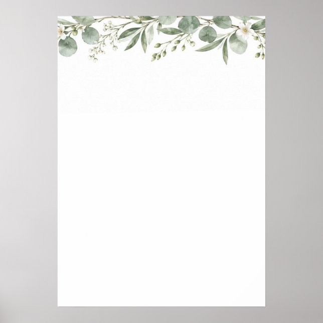 Póster Elegant Eucalyptus Botanical Wedding Seating Chart (Frente)
