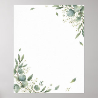 Póster Elegant Eucalyptus Botanical Wedding Welcome Sign