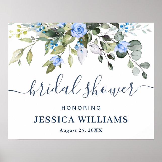 Póster Elegant Eucalyptus BRIDAL SHOWER Welcome Sign (Frente)