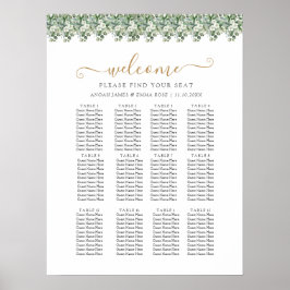 Póster Elegant Eucalyptus Greenery Wedding Seating Chart